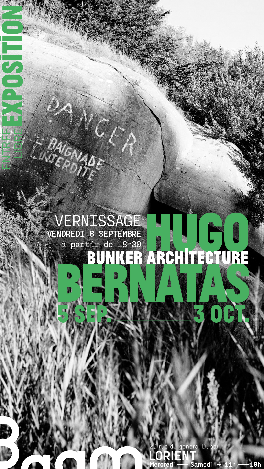 Affiche de l'exposition d'Hugo Bernatas à la Galerie Baam. Vernissage le 06 septembre 2024