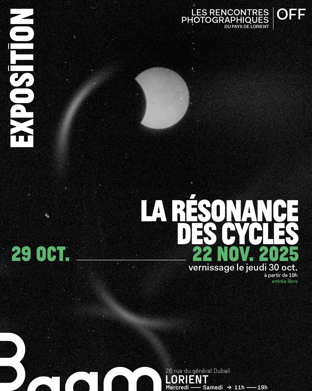 Affiche de l'exposition La Résonance des Cycles à la Galerie Baam